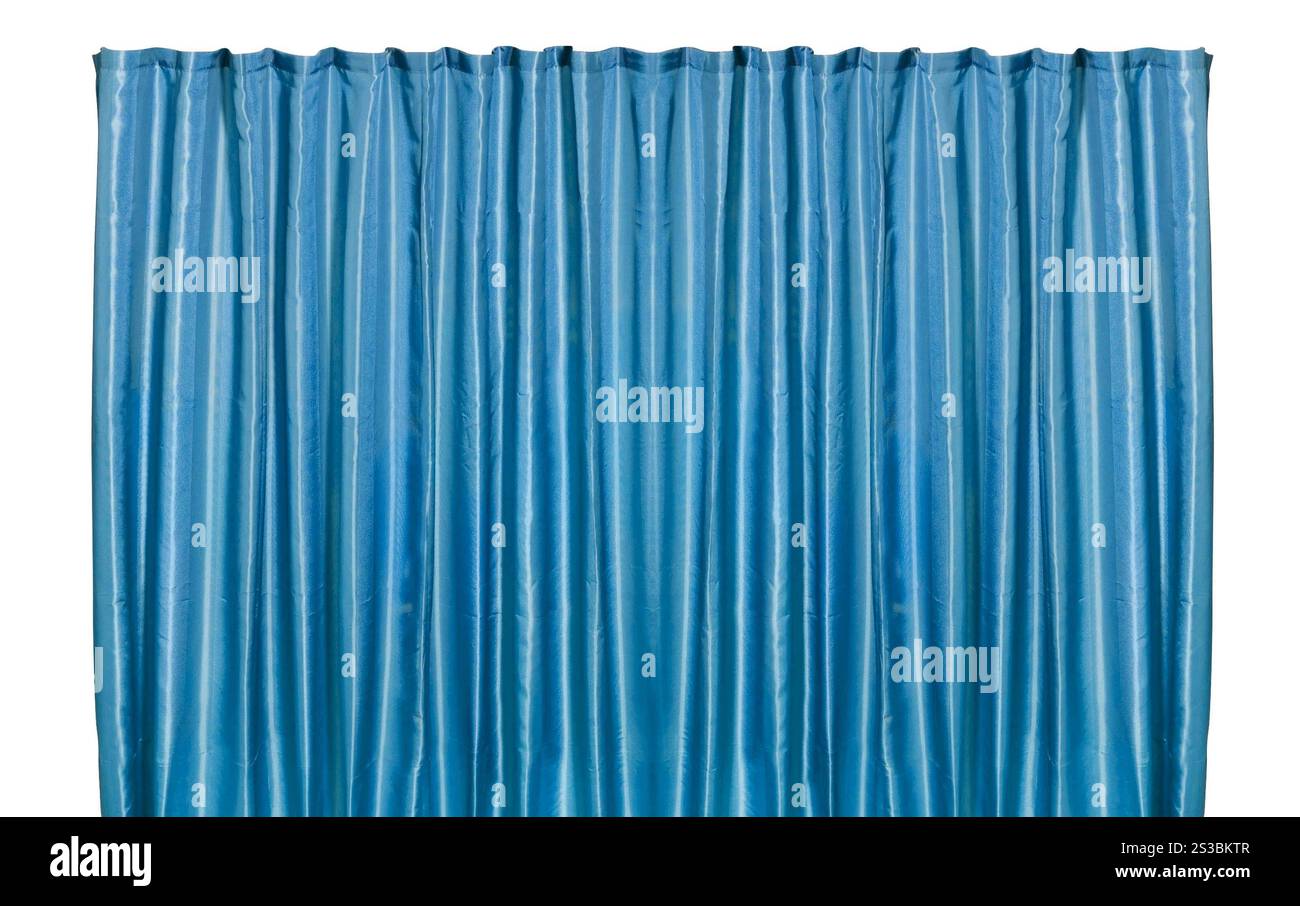 Blauer Vorhang isoliert. Violetter Vorhang isoliert Stockfoto