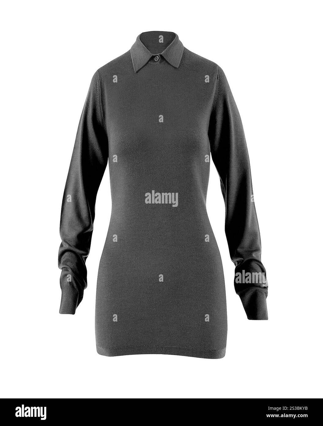 Damen Bluse mit langen Ärmeln isoliert auf weißem Hintergrund. Damen Bluse mit langen Ärmeln isoliert Stockfoto