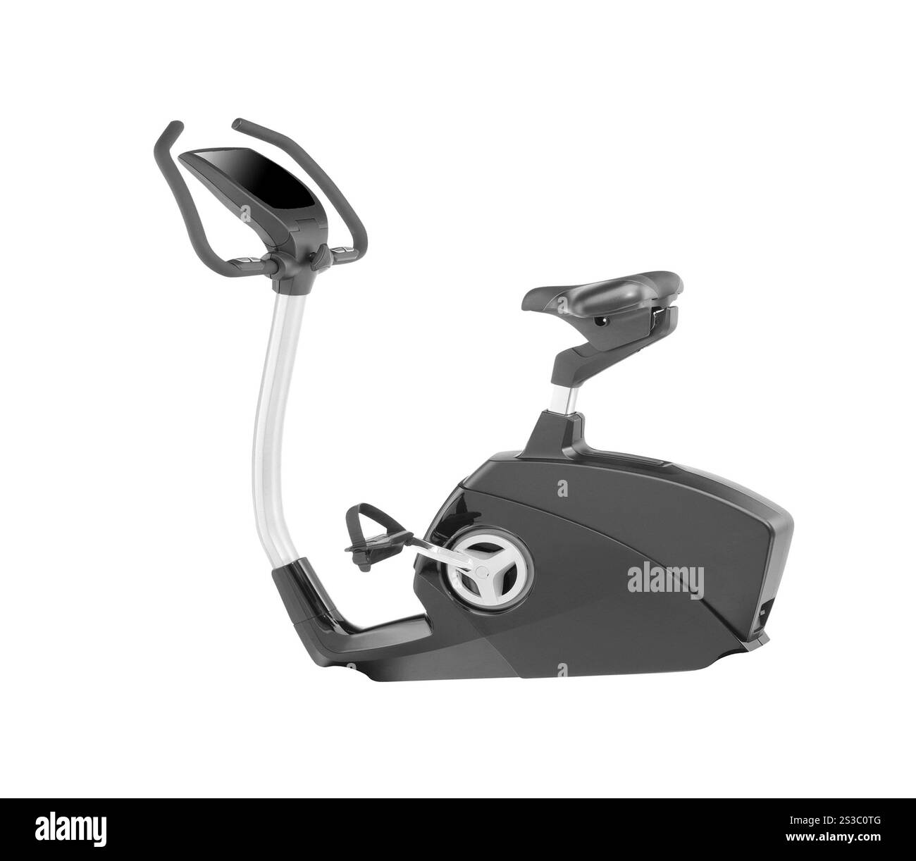 Stationäres Trainingsfahrrad isoliert auf weiß. Stationäres Trainingsfahrrad isoliert Stockfoto