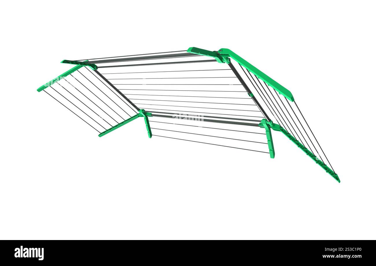 Wäscheständer, Trocknerstand isoliert. Wäscheständer, Trocknerstand Stockfoto