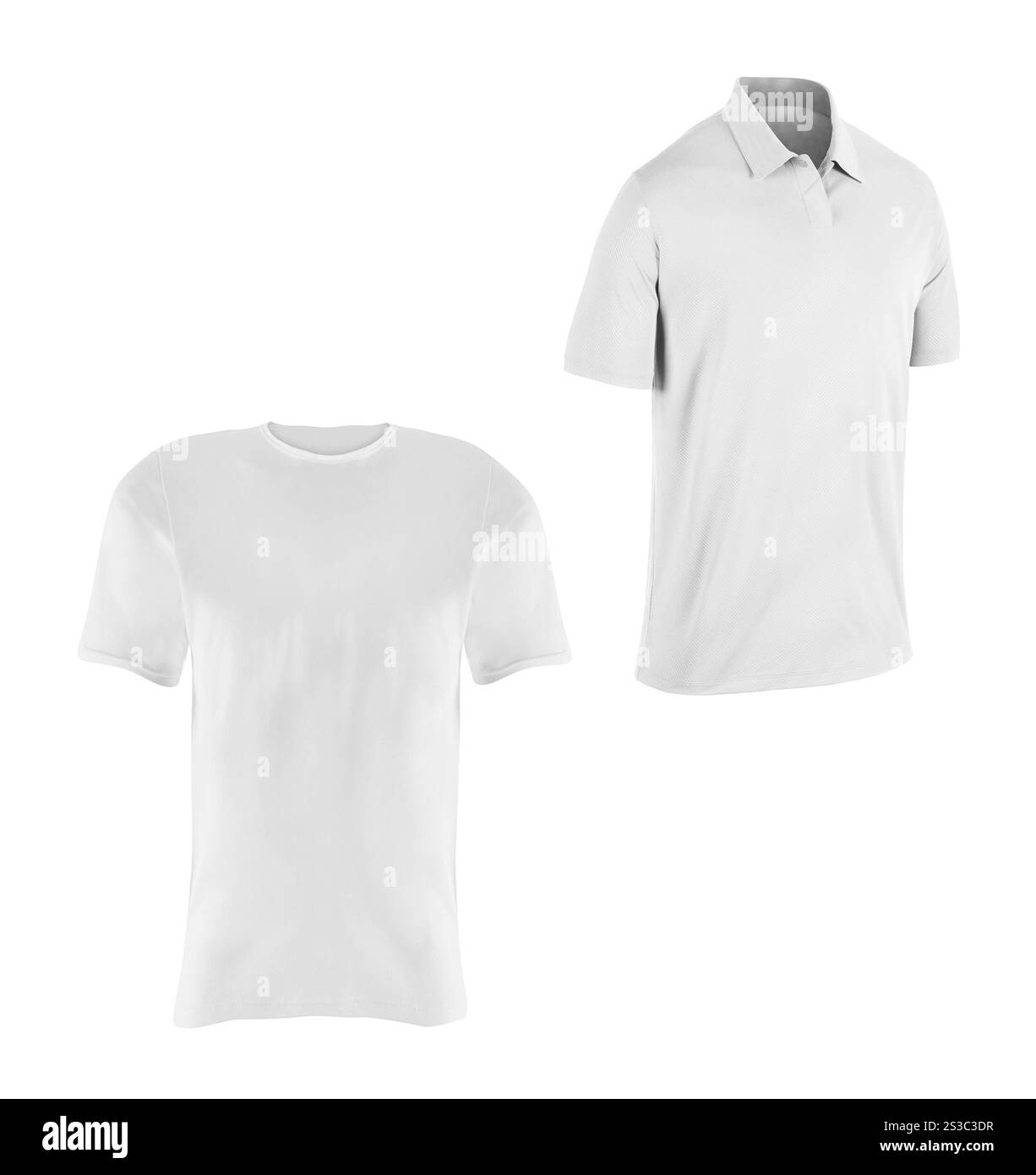 Nahaufnahme eines T-Shirts auf weißem Hintergrund Stockfoto