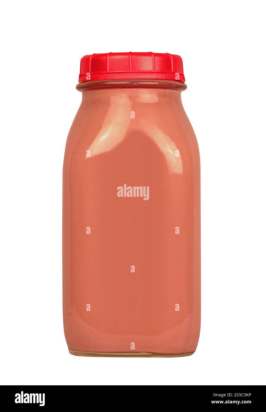 Die rote Verpackung der Flasche. Die violette Verpackung der Flasche Stockfoto