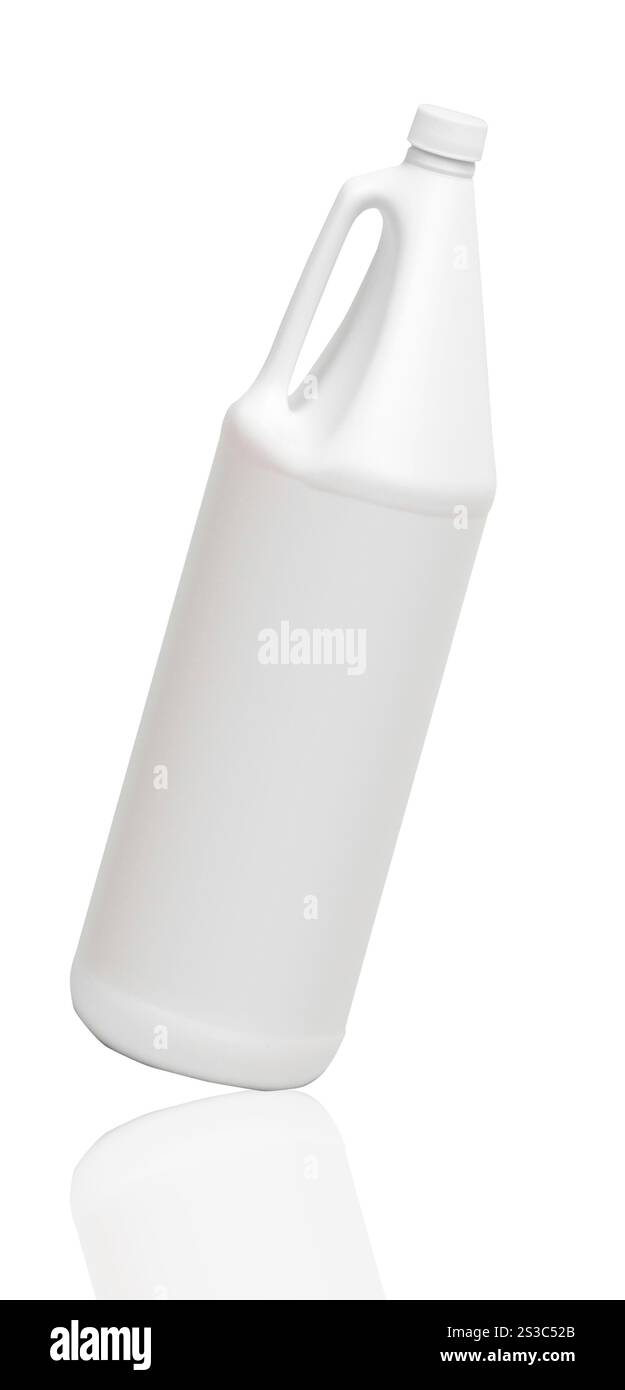 Weißer Kunststoff Flasche auf weißem Hintergrund Stockfoto