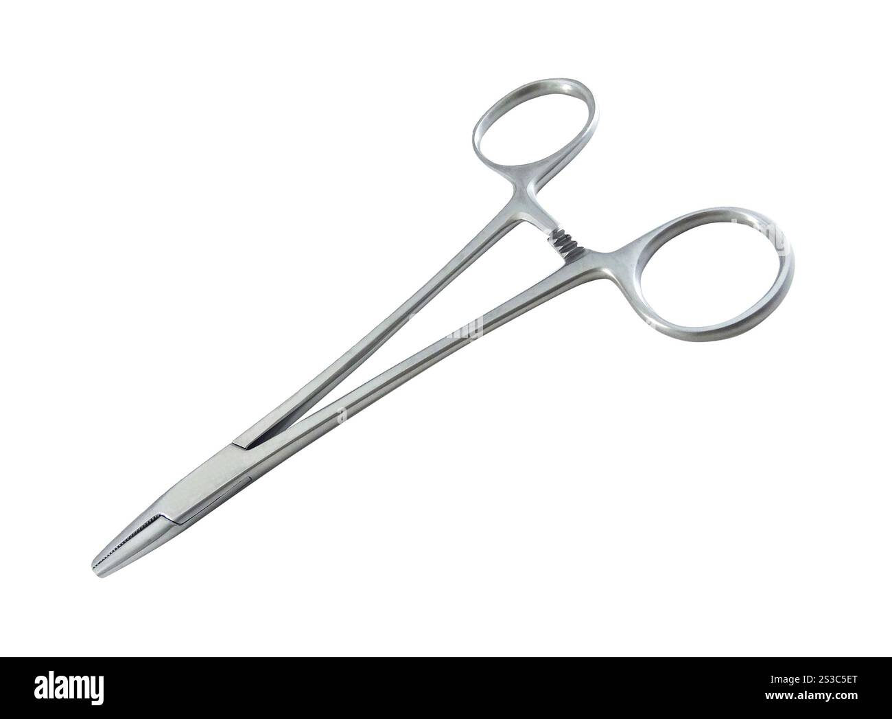 Chirurgisches Instrument isoliert auf weißem Hintergrund. Chirurgisches Instrument isoliert Stockfoto