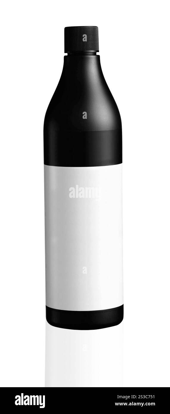 Medizinische Flasche von brauner Farbe isoliert auf weißem Hintergrund Stockfoto