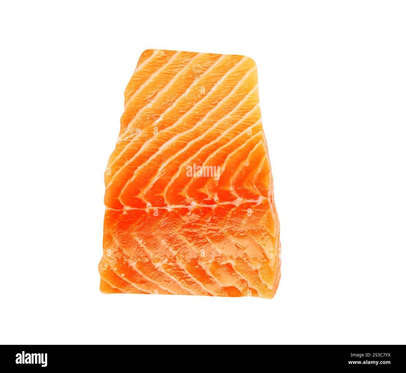 Lachsfilet auf weißem Hintergrund isoliert Stockfoto