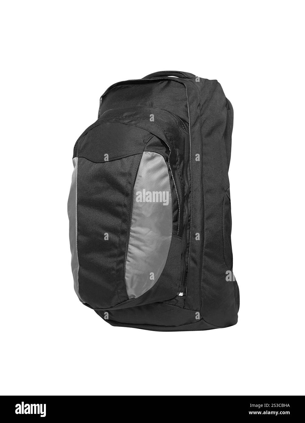 Blauer Rucksack, isoliert auf weißem Hintergrund. Blauer Rucksack, isoliert auf weiß Stockfoto