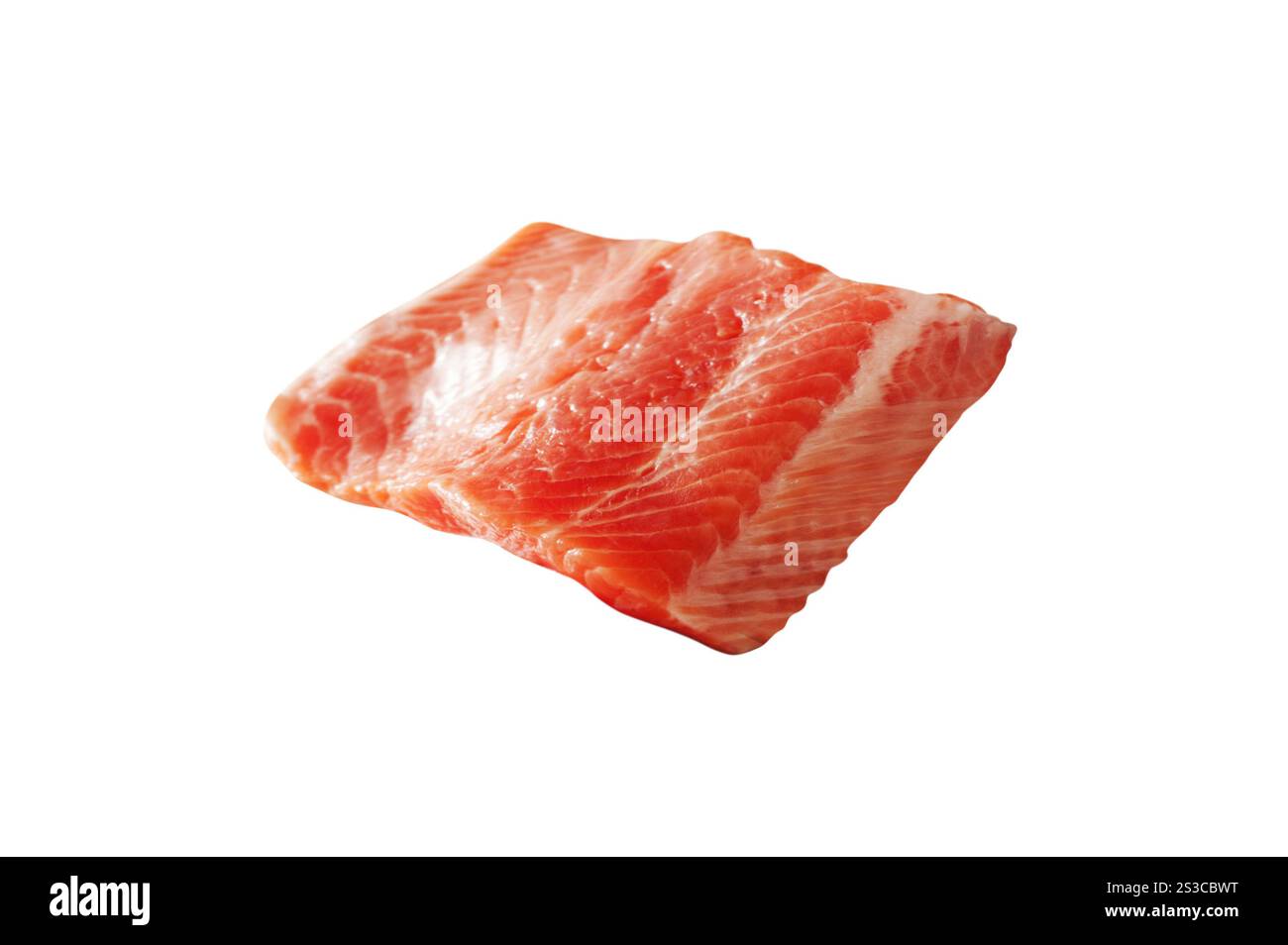 Lachsfilet auf Weiß isoliert Stockfoto