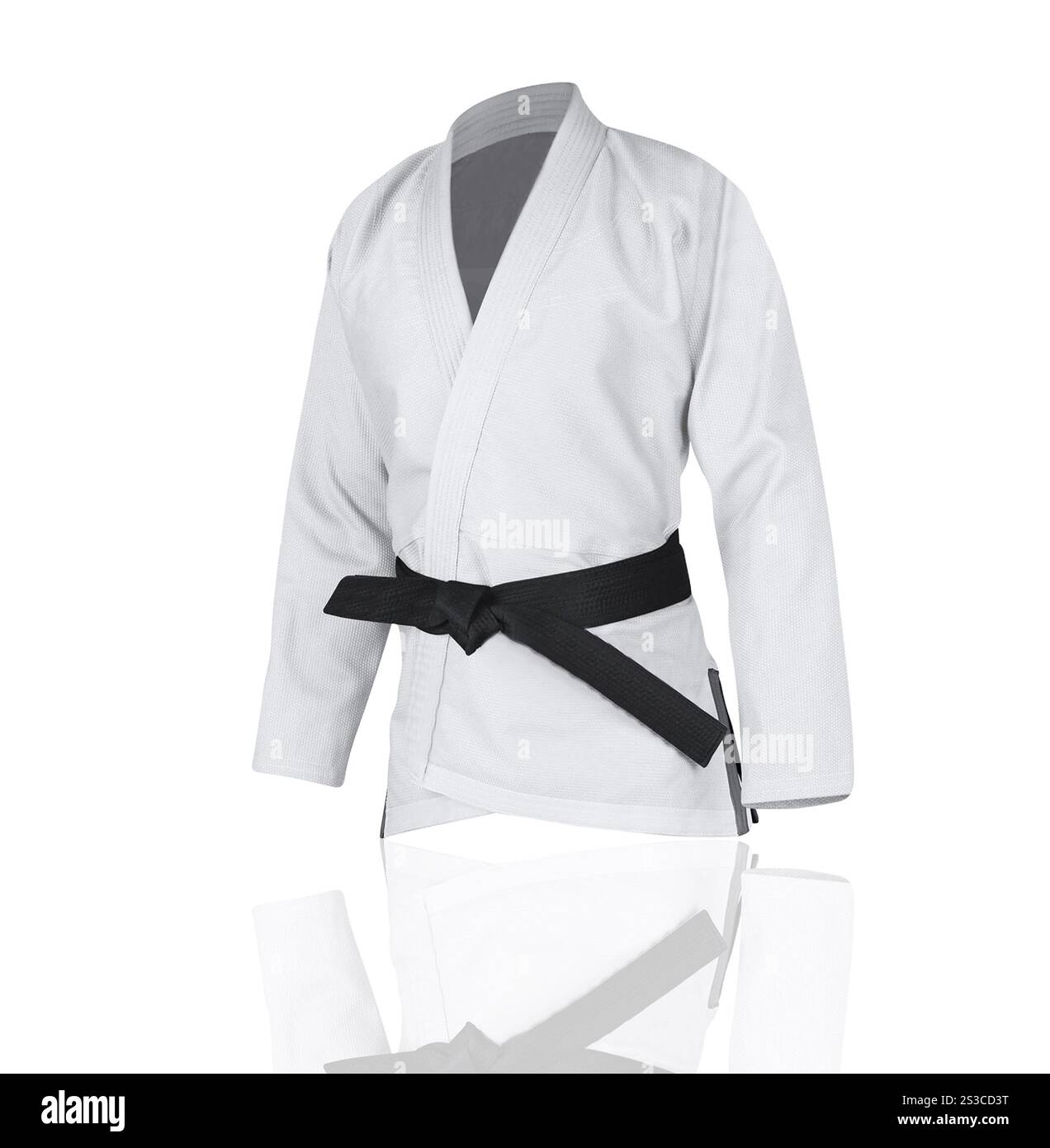 Judogi mit schwarzem Gürtel Stockfoto