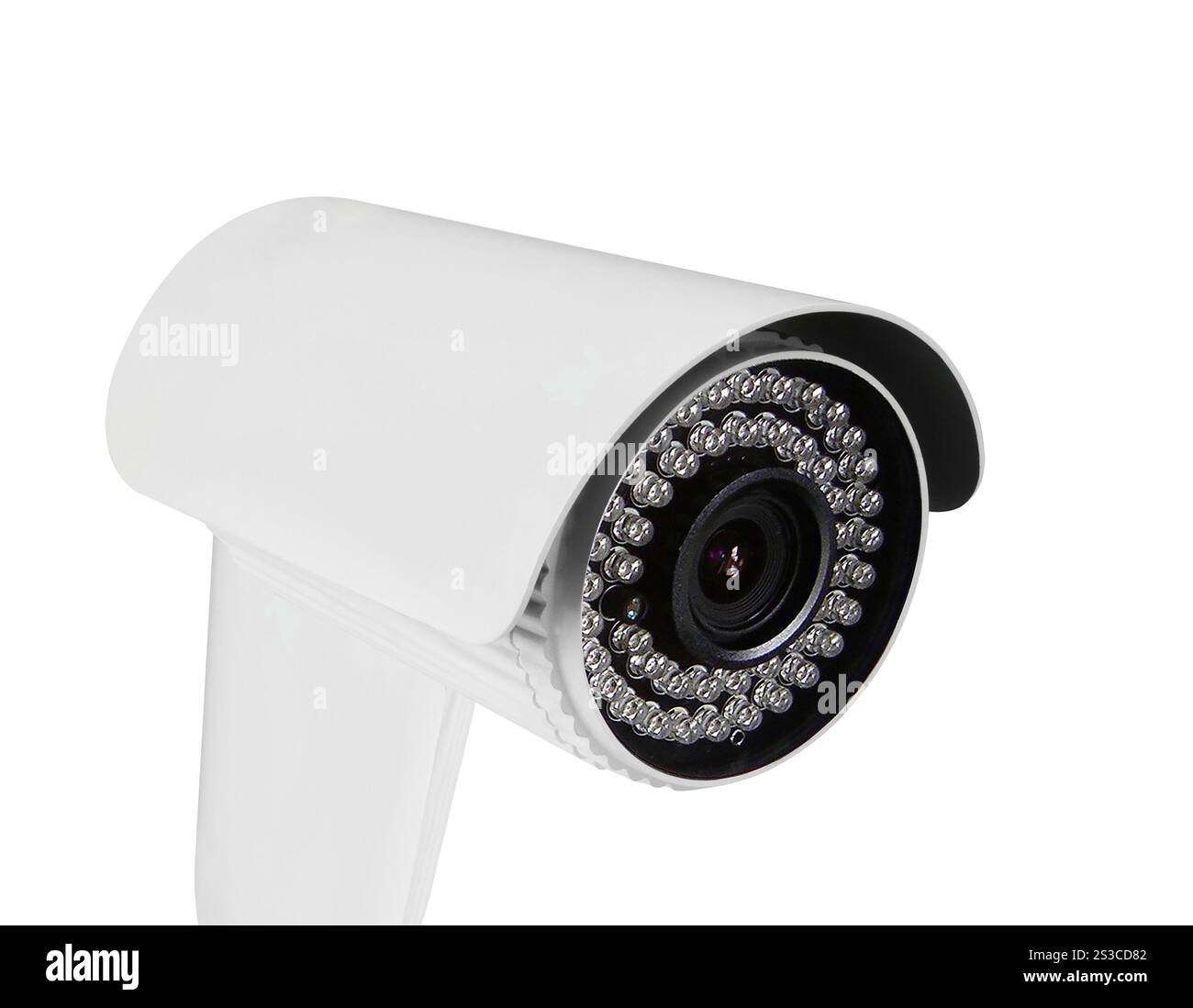 Überwachungskamera auf weißem Hintergrund Stockfoto
