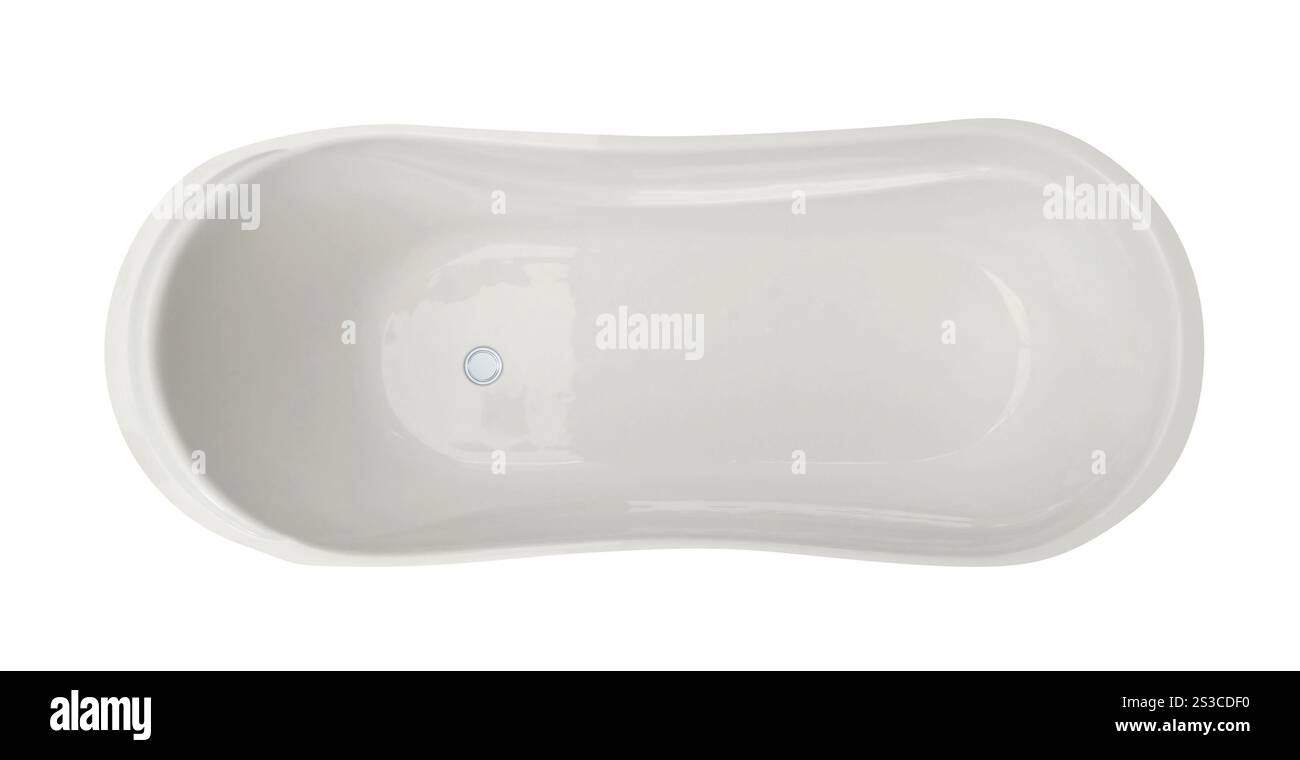 Weiße Badewanne mit flacher Oberseite und Klauenfuß isoliert Stockfoto