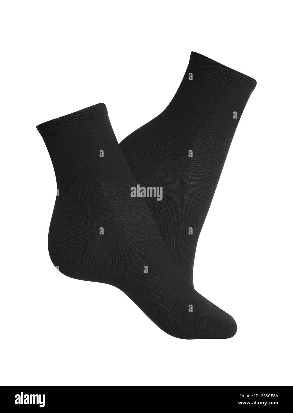 Schwarze Socken Nahaufnahme auf weißem Hintergrund Stockfoto