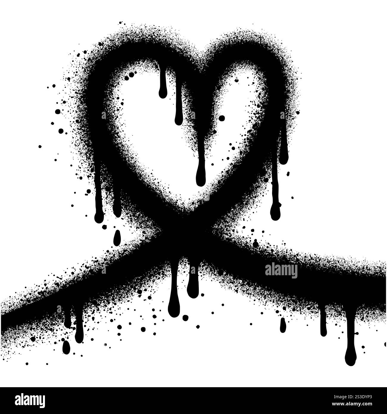 Spray Graffiti Herz Symbol isoliert auf weißem Hintergrund. Stock Vektor