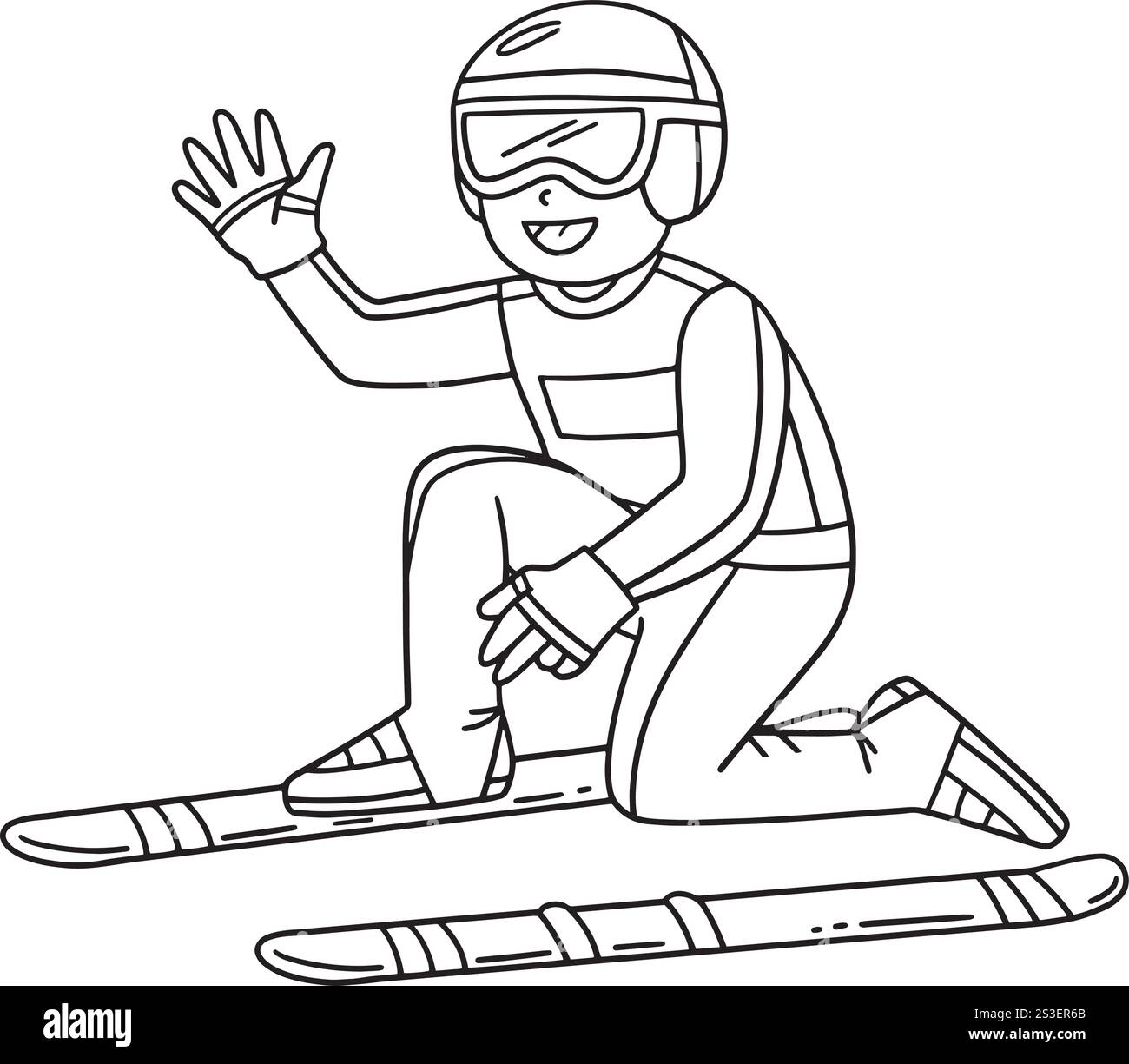 Männliche Skispringer Befestigung Ski Boards isoliert Stock Vektor