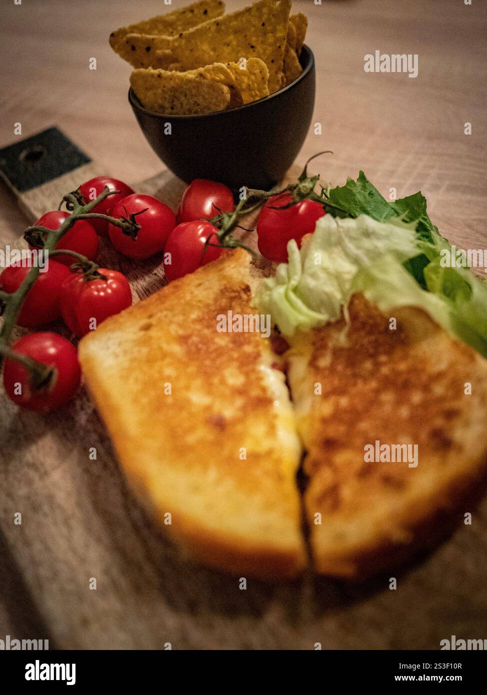 Gegrilltes Käsesandwich auf dem Tisch vor dem Abendessen Stockfoto