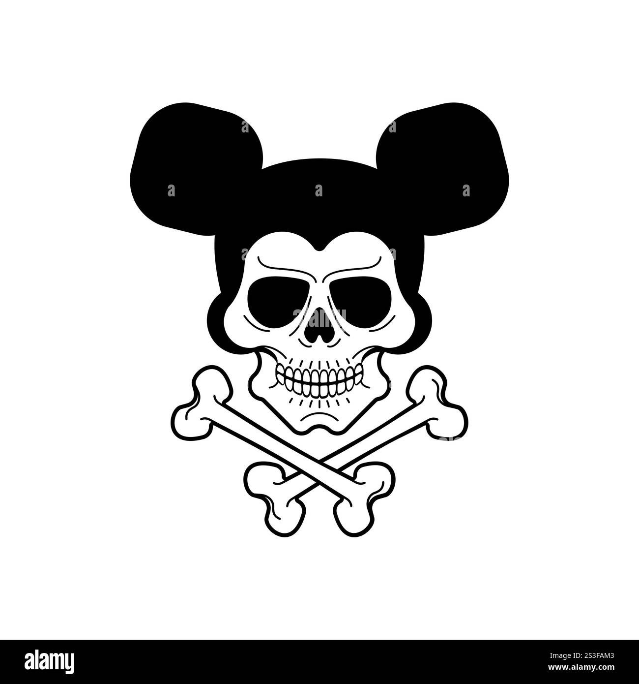 Mausschädel isoliert. Rattenskelettkopf mit Ohren Stock Vektor