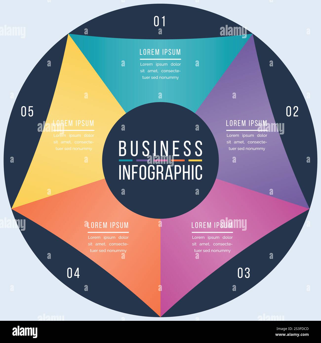 Circle Infografik Design 5 Optionen Geschäftsinformationsvorlage Stock Vektor