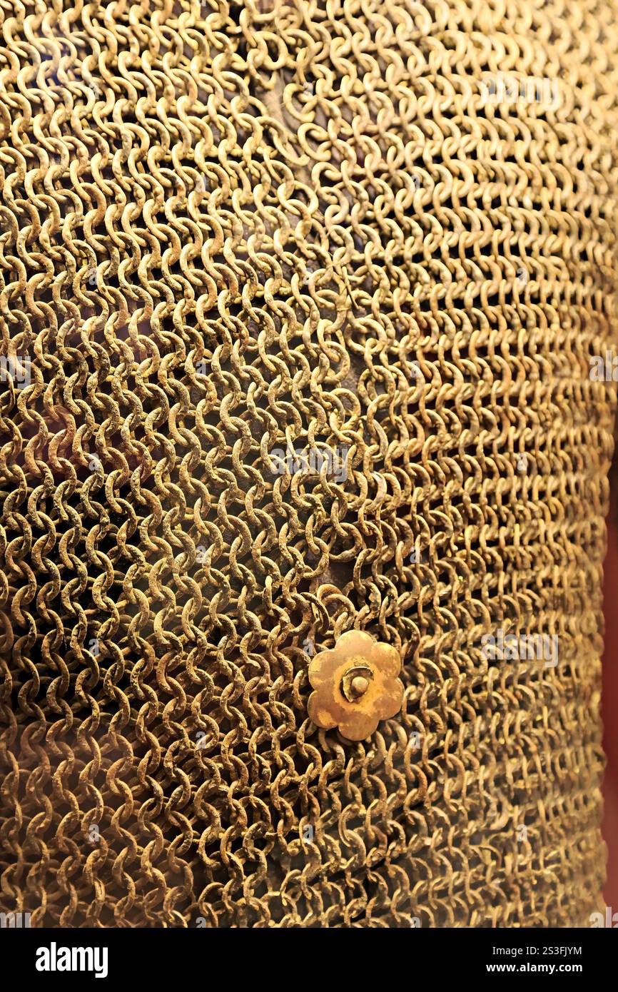 Detail des Posthemdes oder Hauberks, Schutzpost aus dem 15. Jahrhundert, Palastrüstung, Valletta, Malta Stockfoto
