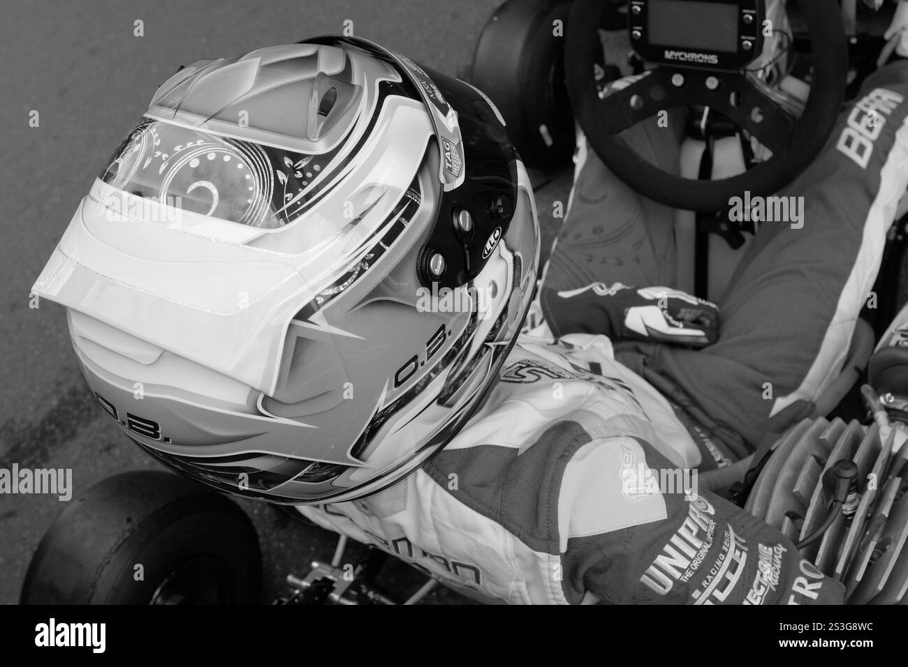 Britischer Rennfahrer der britische Rennfahrer Oliver Bearman, 2025, sieht ihn in der Formel 1 für das Haas F1-Team, hier in seinem frühen k Stockfoto