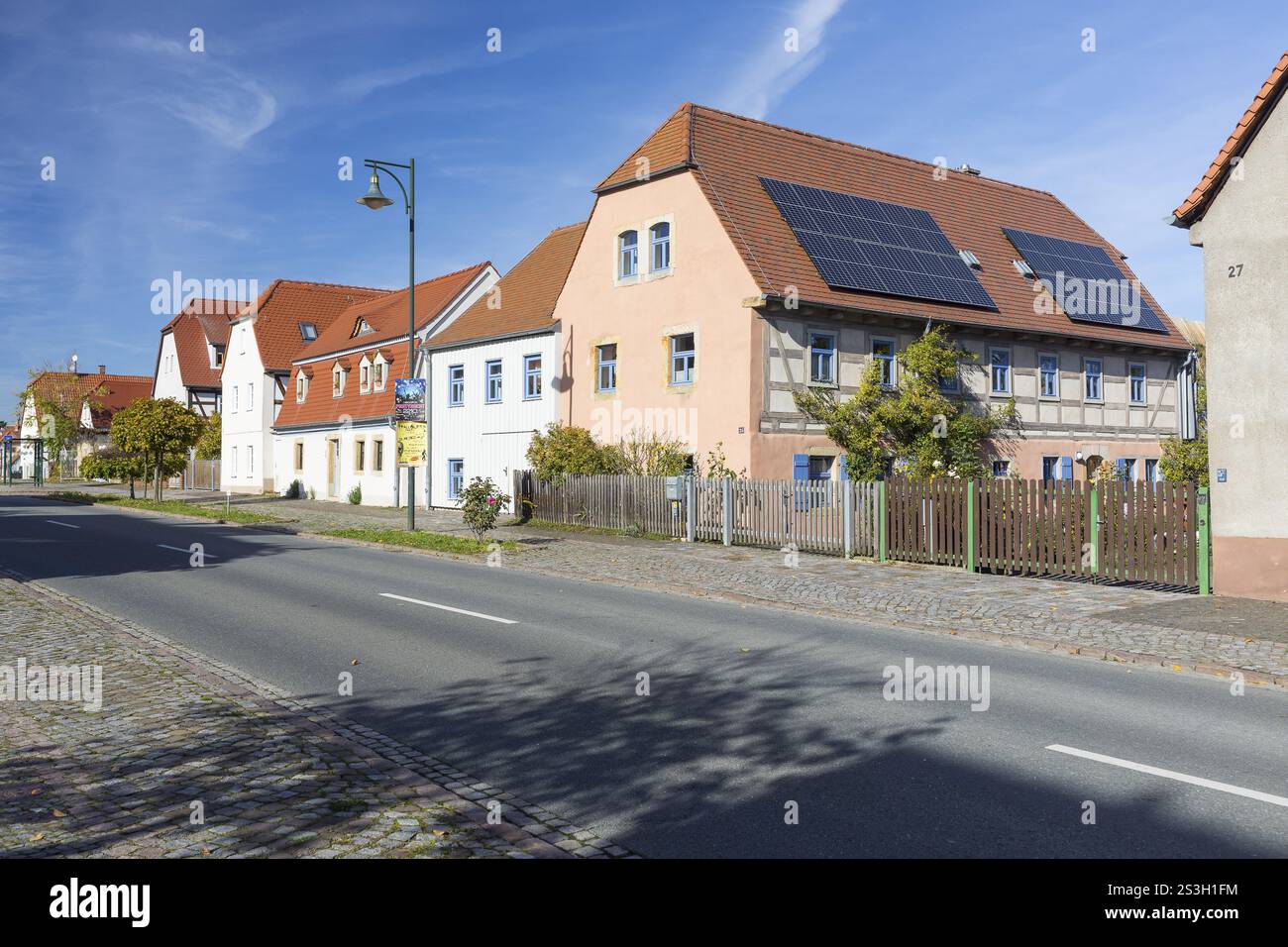 Historische Entwicklung in Altriesa mit Bauernhäusern, Riesa, Sachsen, Deutschland, Europa Stockfoto