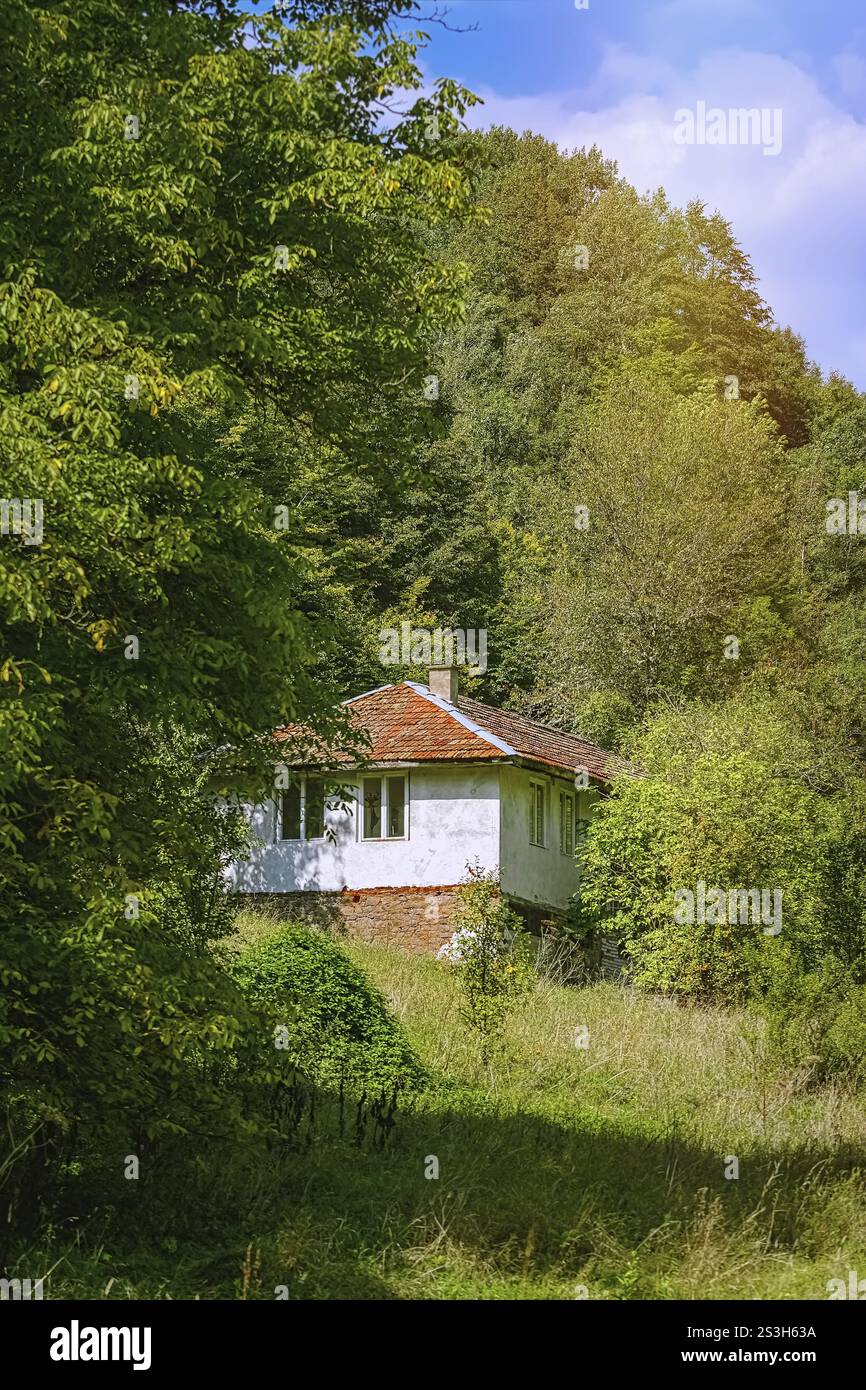Haus im Tal des Flusses Devin, Westrhodopen Struilitsa, Bulgarien, Europa Stockfoto