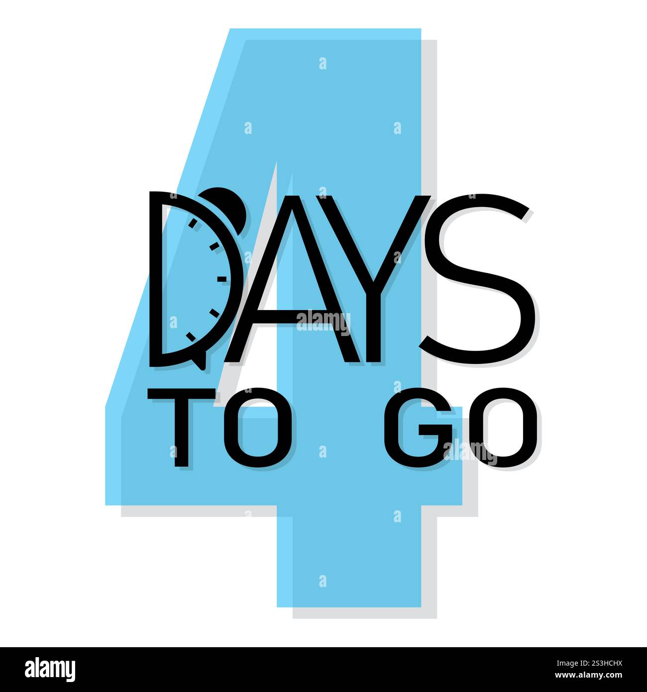 4 Tage Countdown. Noch vier Tage. Blaue Nummer vier. Countdown-Timer-Vektor. Stock Vektor