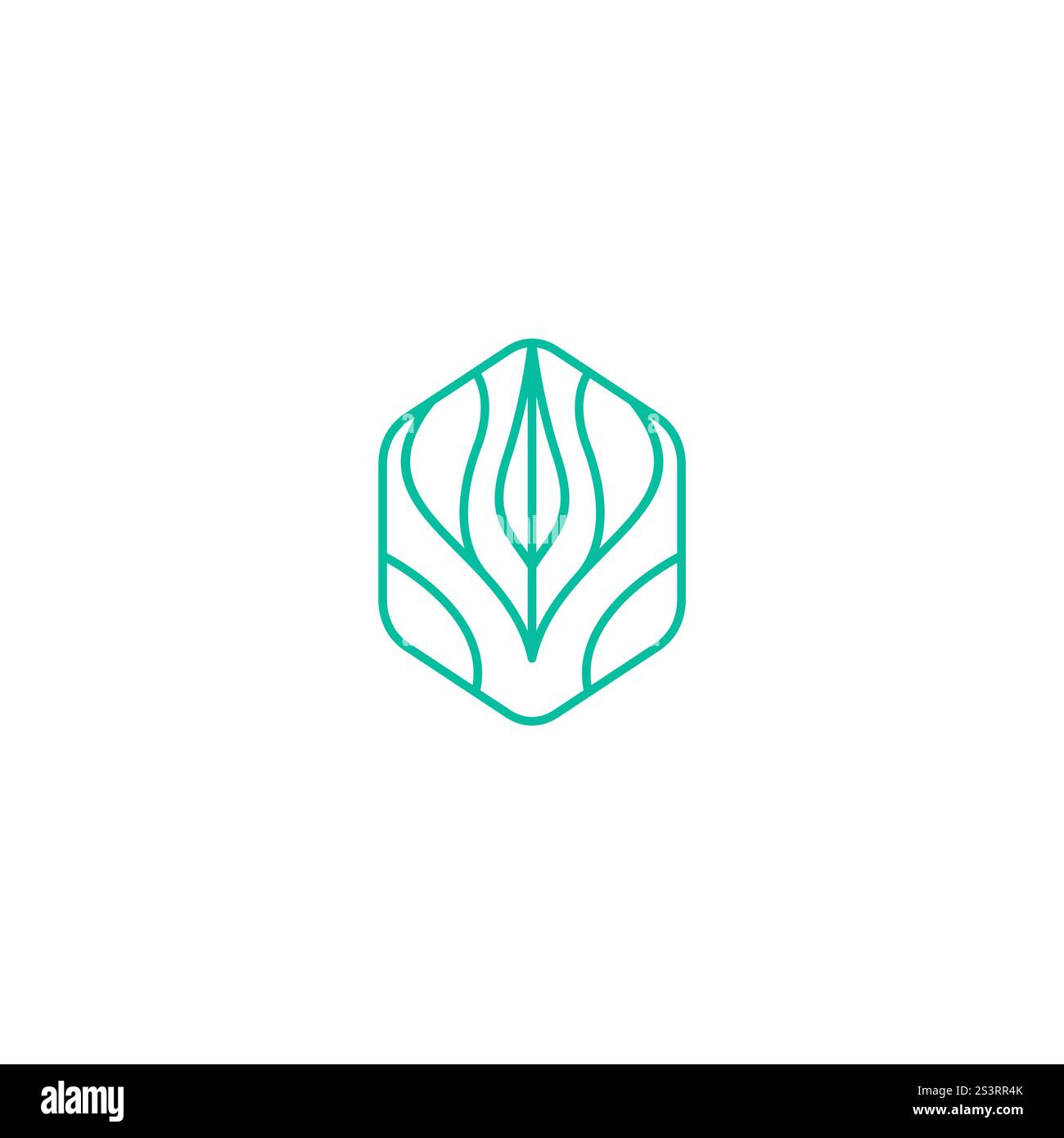 Hexagon Leaf Line Logo Vektor. Bio-Symbol Stock Vektor