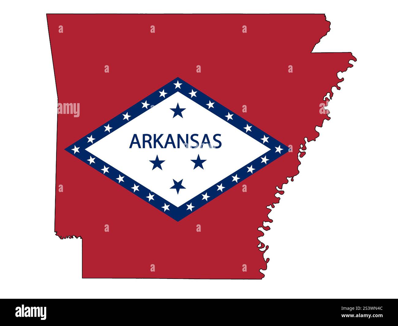 Arkansas-Flagge mit der Umrandung Stockfoto