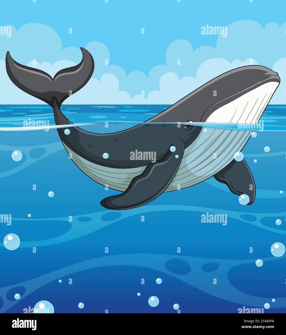 Ein Wal, der anmutig im Meer schwimmt Stock Vektor