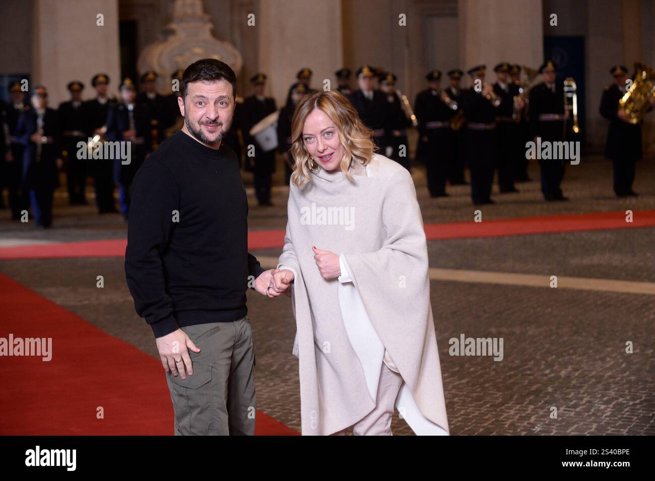 Italien, Rom, 9. Januar 2025: Der italienische Premierminister Giorgia Meloni trifft auf den ukrainischen Präsidenten Wolodymyr Zelenskyj. Foto © Stefano Carofei/Sintesi/Alamy Live News Stockfoto