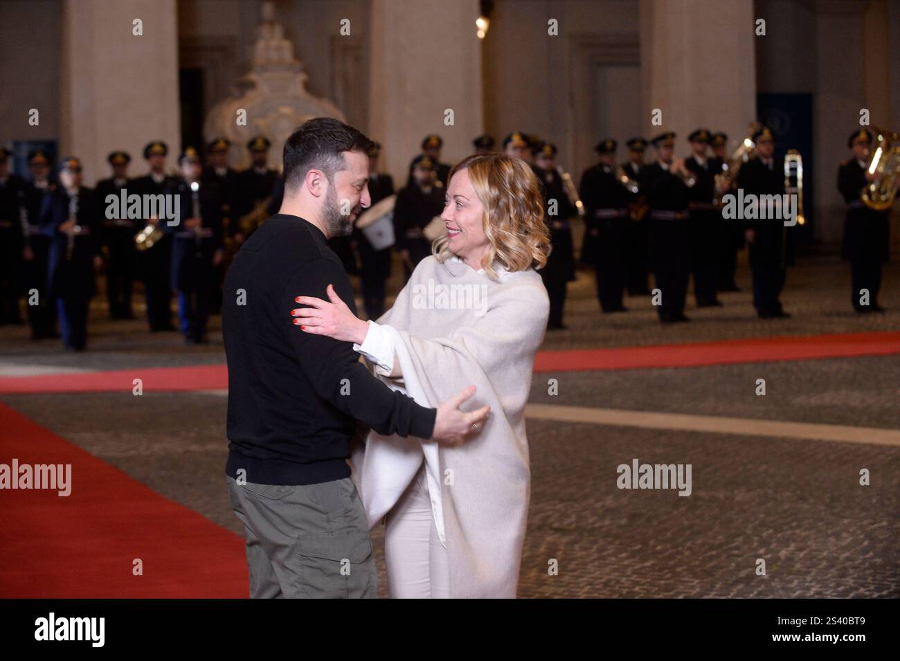 Italien, Rom, 9. Januar 2025: Der italienische Premierminister Giorgia Meloni trifft auf den ukrainischen Präsidenten Wolodymyr Zelenskyj. Foto © Stefano Carofei/Sintesi/Alamy Live News Stockfoto