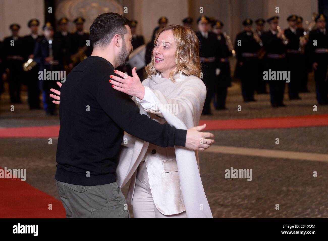 Italien, Rom, 9. Januar 2025: Der italienische Premierminister Giorgia Meloni trifft auf den ukrainischen Präsidenten Wolodymyr Zelenskyj. Foto © Stefano Carofei/Sintesi/Alamy Live News Stockfoto