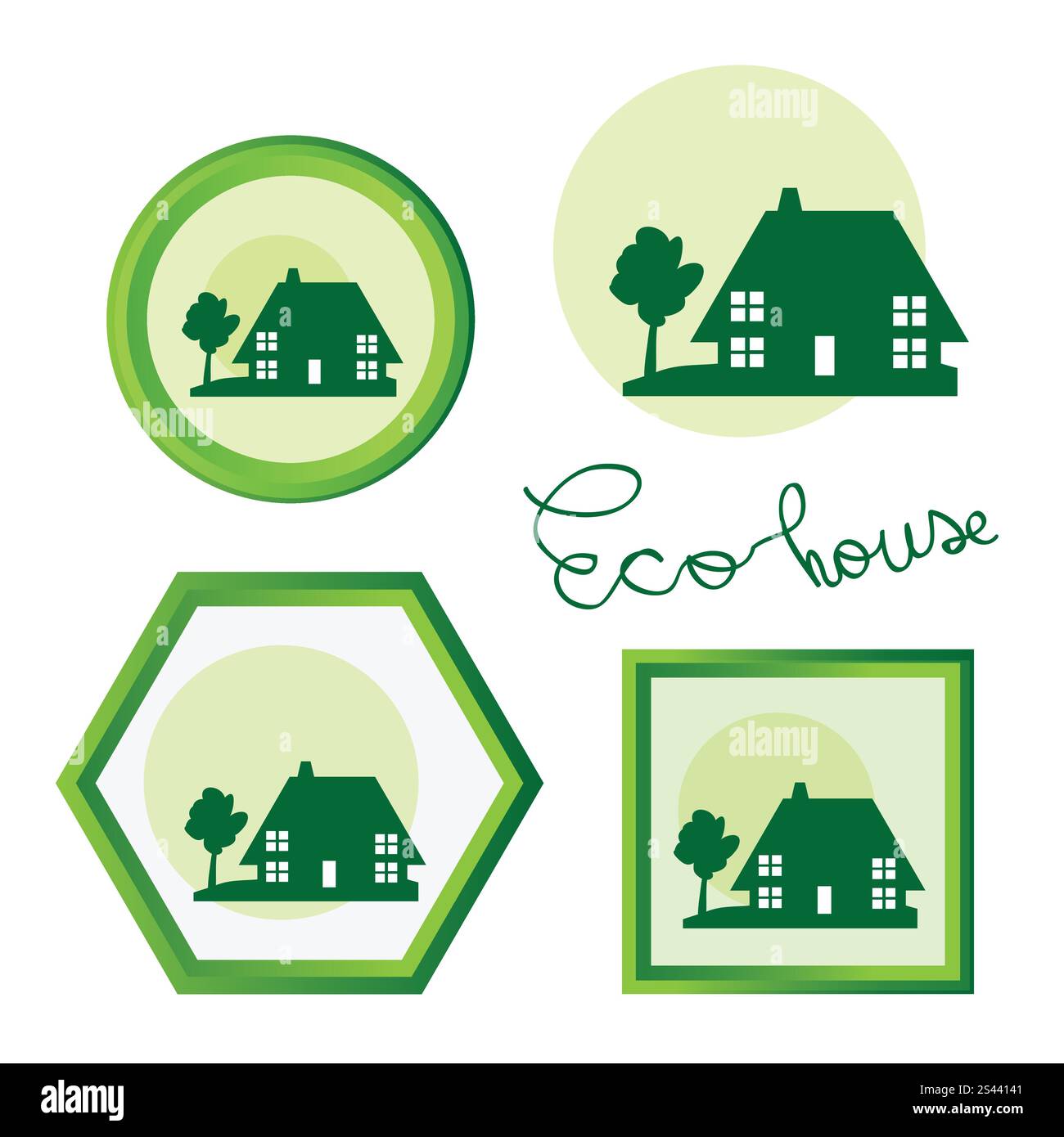 Sammlung von vier Häuserkonzepten Stock Vektor