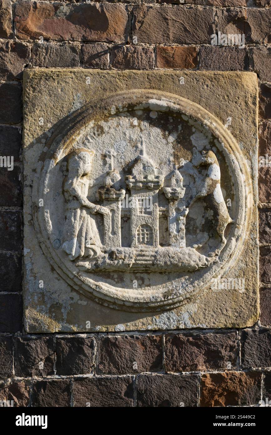 Abbotsford House, Melrose, Scottish Borders. Historisches Haus von Sir Walter Scott, offen für öffentliche Veranstaltungen von März bis Ende der Winterferien. Ein Stein aus dem Mittelalter Stockfoto