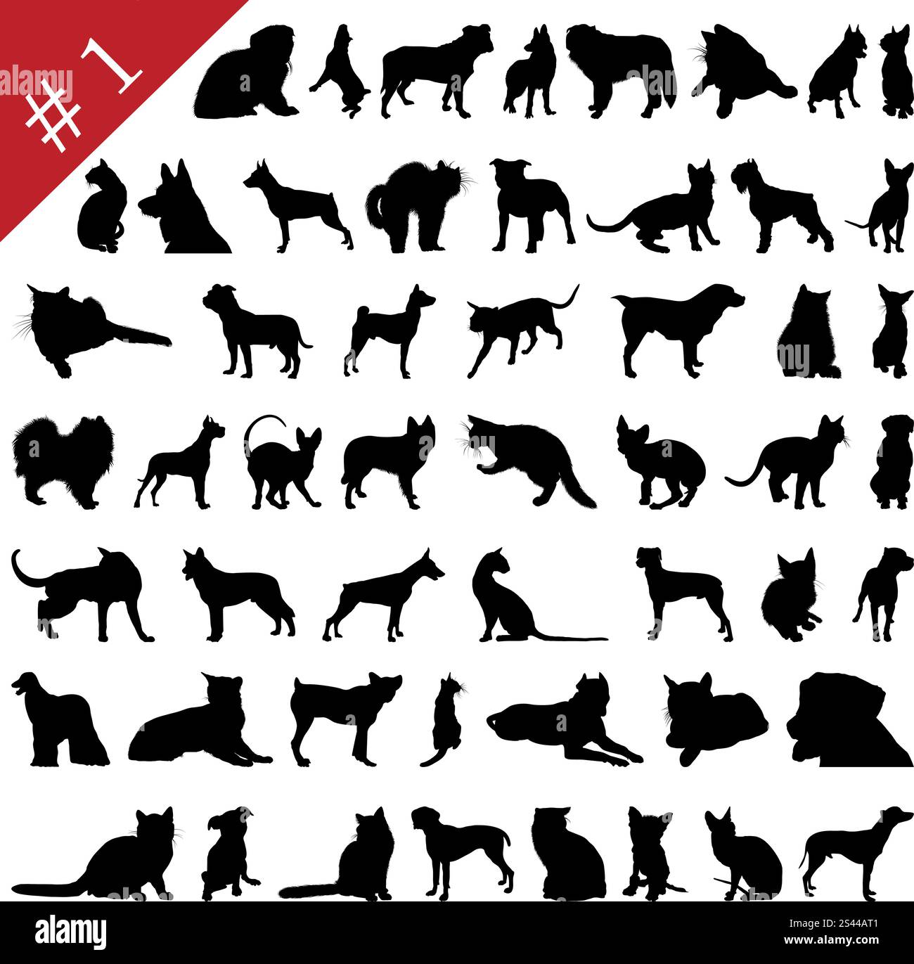 Set # 1 von anderen Vektor Haustiere Silhouetten Design einsetzbar Stock Vektor