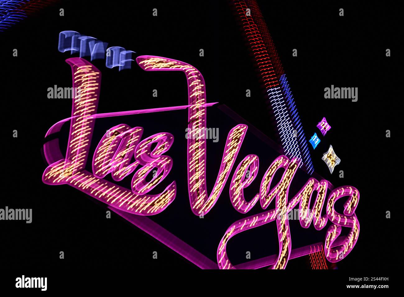 Das Neonschild und der Bogen der Stadt Las Vegas am Las Vegas Boulevard, Las Vegas, Nevada, USA Stockfoto