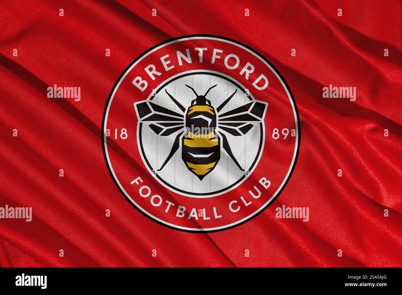 Pringsewu, lampung 11. januar 2025; Nahaufnahme des Fußballclubs Brentford, eines der englischen Fußballvereine Stockfoto