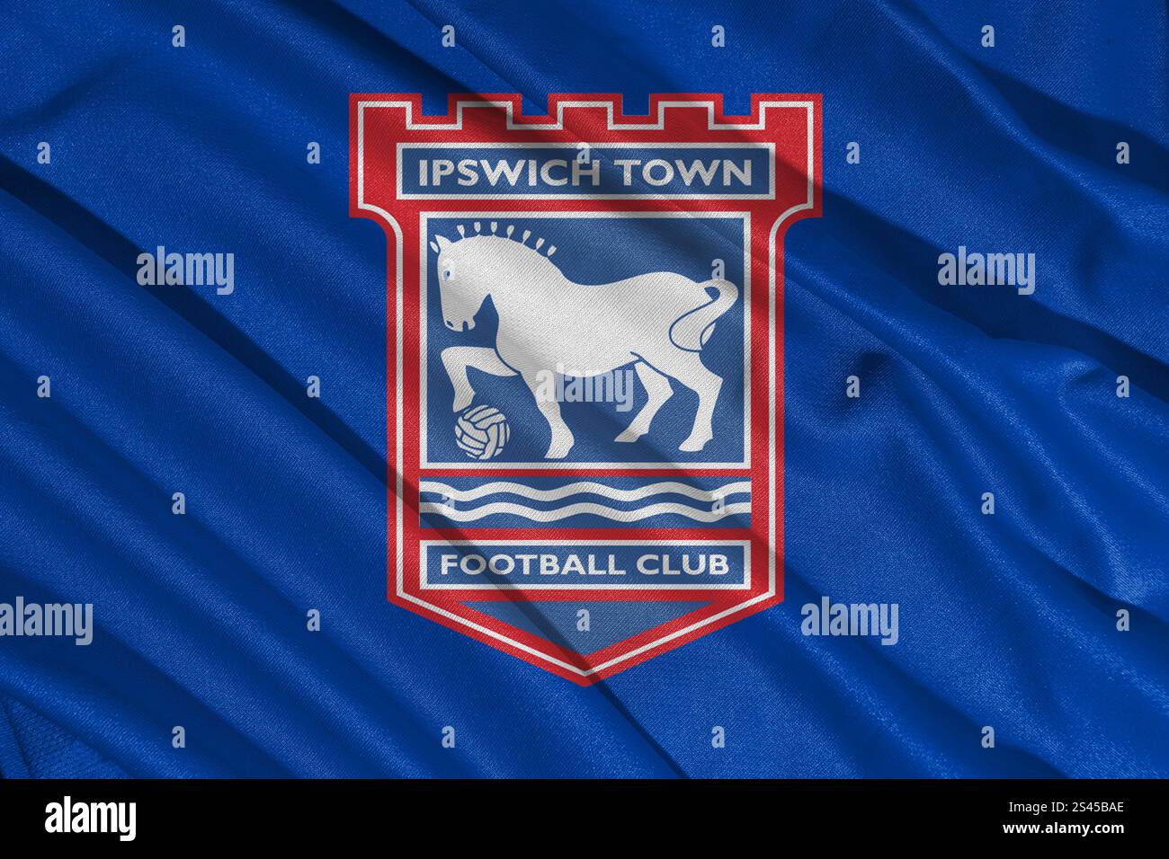 Pringsewu, lampung 11. januar 2025; Nahaufnahme des Fußballclubs Ipswich Town, eines der englischen Fußballvereine Stockfoto