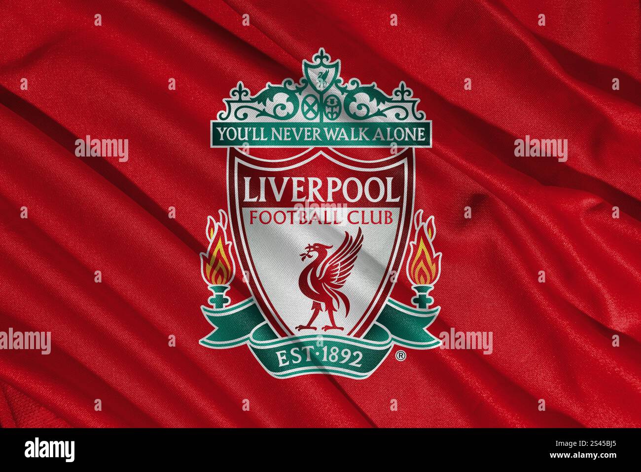 Pringsewu, lampung 11. januar 2025; Nahaufnahme des Liverpool Football Clubs, eines der englischen Fußballvereine Stockfoto