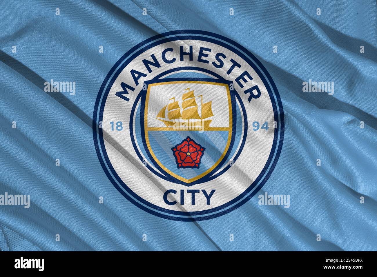 Pringsewu, lampung 11. januar 2025; Nahaufnahme des Fußballclubs Manchester City, eines der englischen Fußballvereine Stockfoto