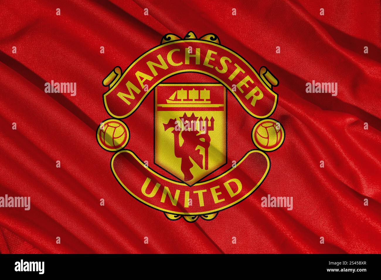 Pringsewu, lampung 11. januar 2025; Nahaufnahme des Fußballvereins Manchester United, eines der englischen Fußballvereine Stockfoto