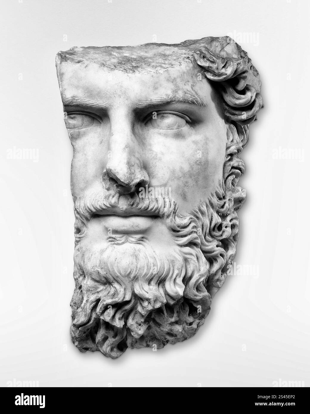 Marmorporträt des Mitkaisers Lucius Verus (161–169 n. Chr.), alte griechische Statue. Stockfoto