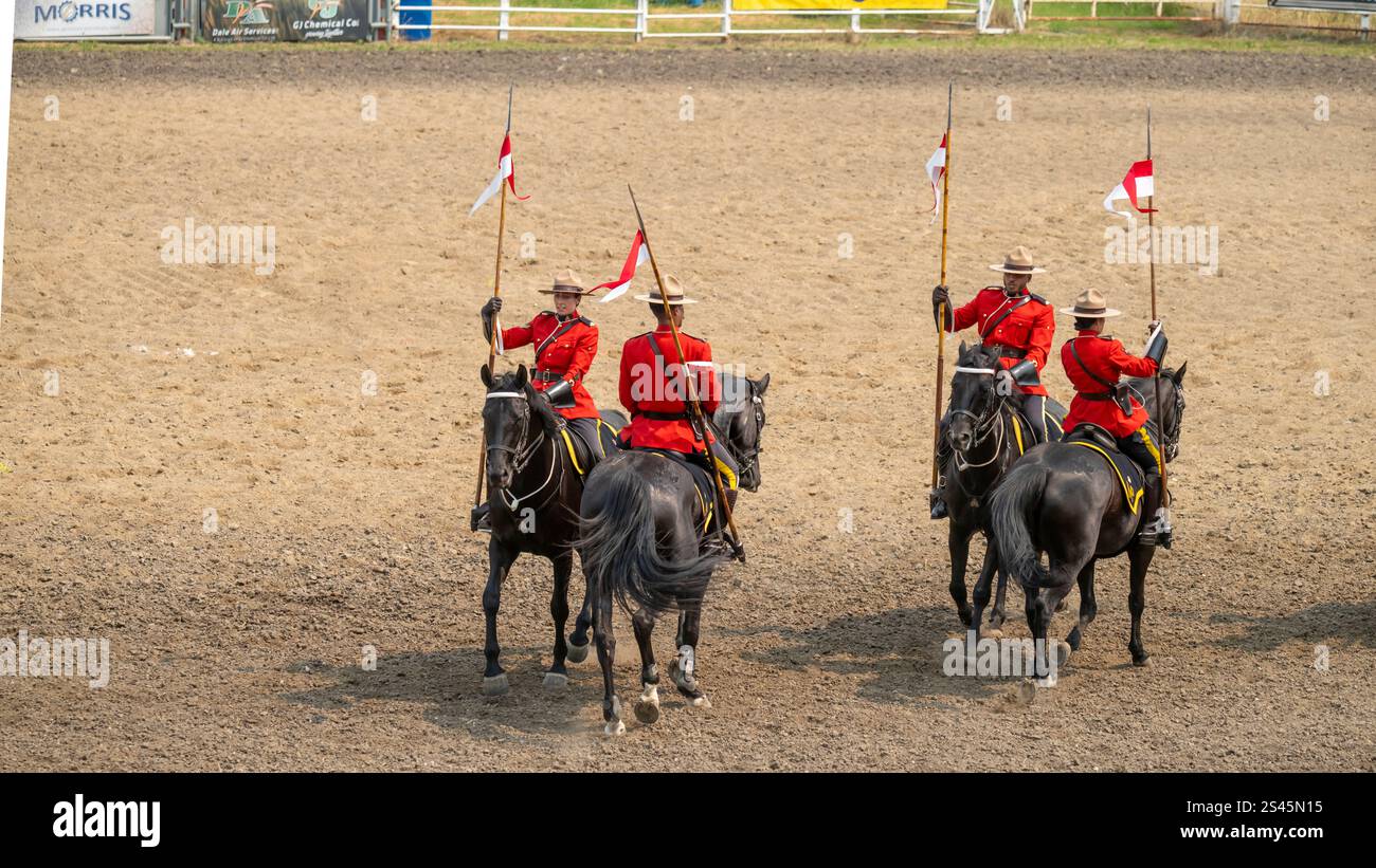 Die RCMP Musical Ride in der Manitoba Stampede in Morris Manitoba, Kanada. Stockfoto