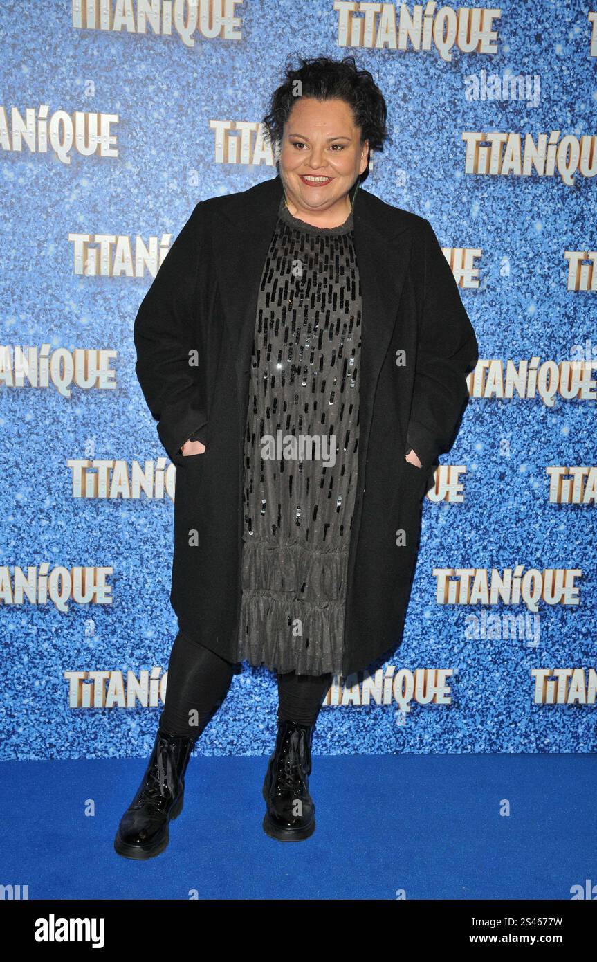 London, Großbritannien. Januar 2025. Keala ließ sich am Donnerstag, den 9. Januar 2025, bei der „Titanique“ Off-Broadway Musical Press Night, dem Criteria Theatre, Piccadilly Circus, in London, England, nieder. CAP/CAN © CAN/Capital Pictures Credit: Capital Pictures/Alamy Live News Stockfoto