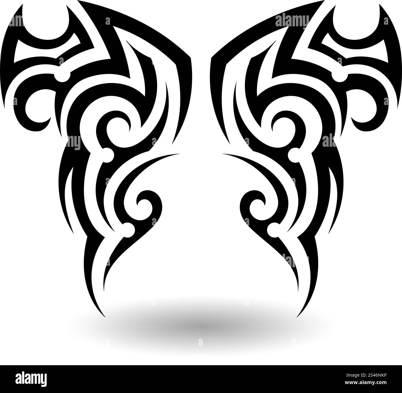 Handgezeichnete Tribal Tattoo in Form der Flügel Stock Vektor
