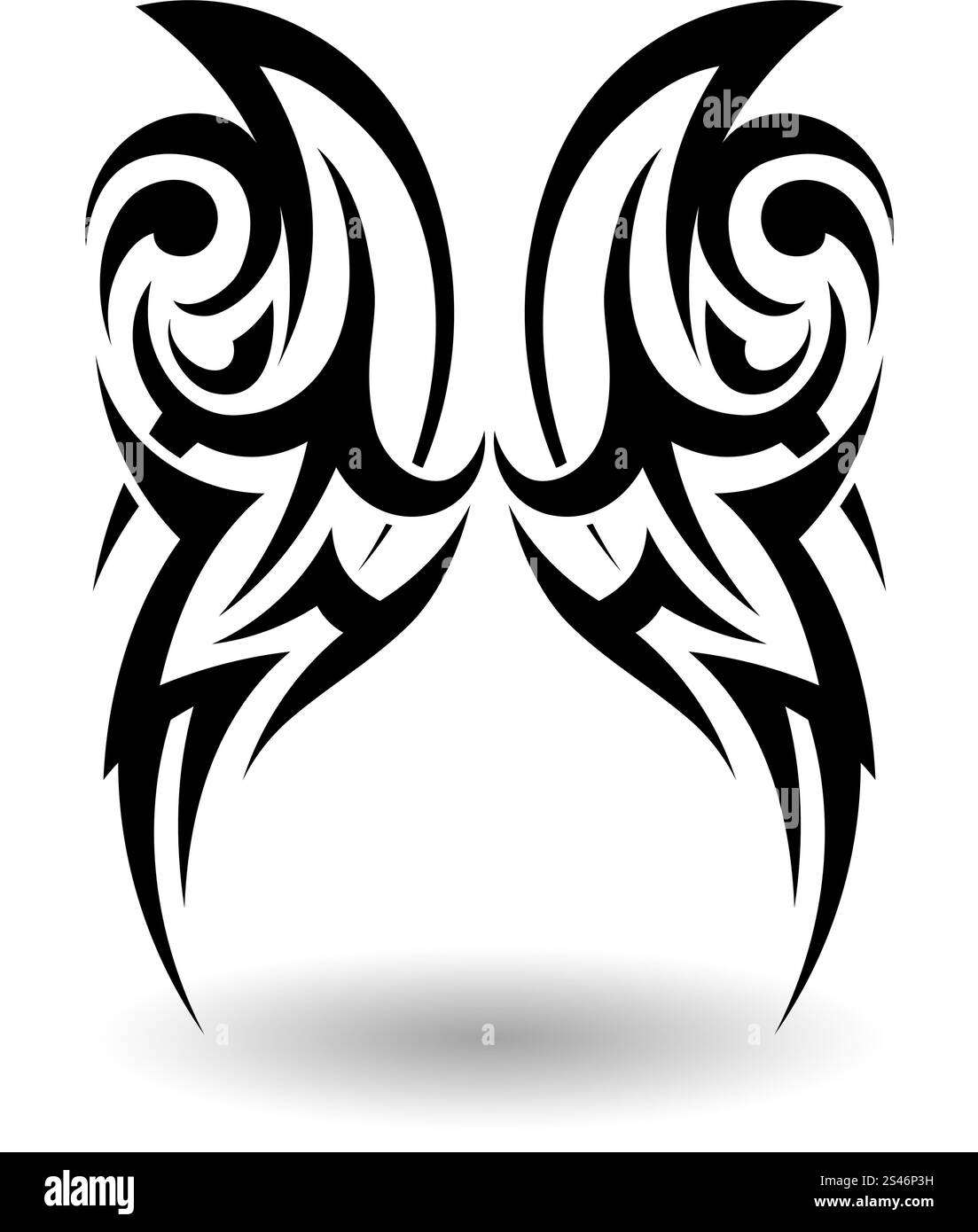 Handgezeichnete Tribal Tattoo in Form der Flügel Stock Vektor