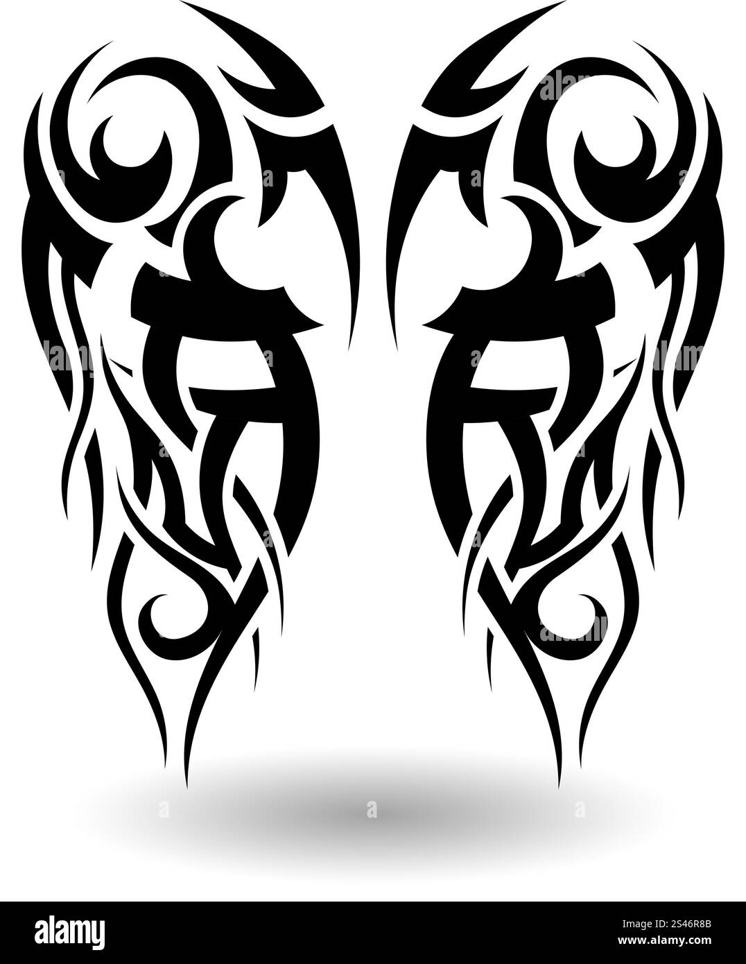 Handgezeichnete Tribal Tattoo in Form der Flügel Stock Vektor