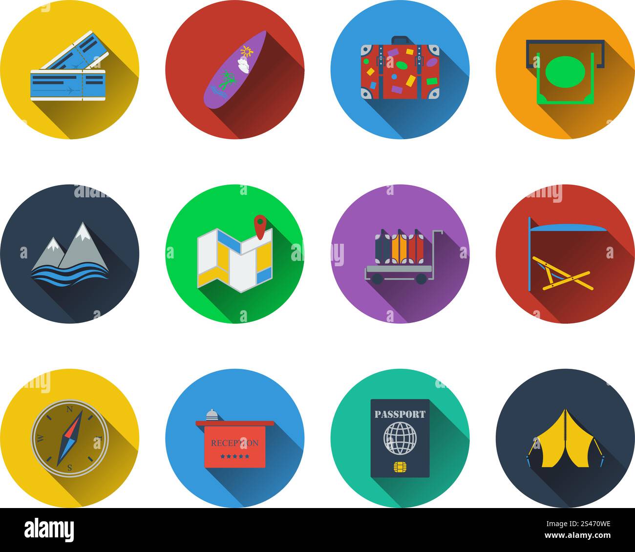 Reihe von Reise-Icons im flat Design. 10 EPS-Vektor-Illustration mit Transparenz. Stock Vektor