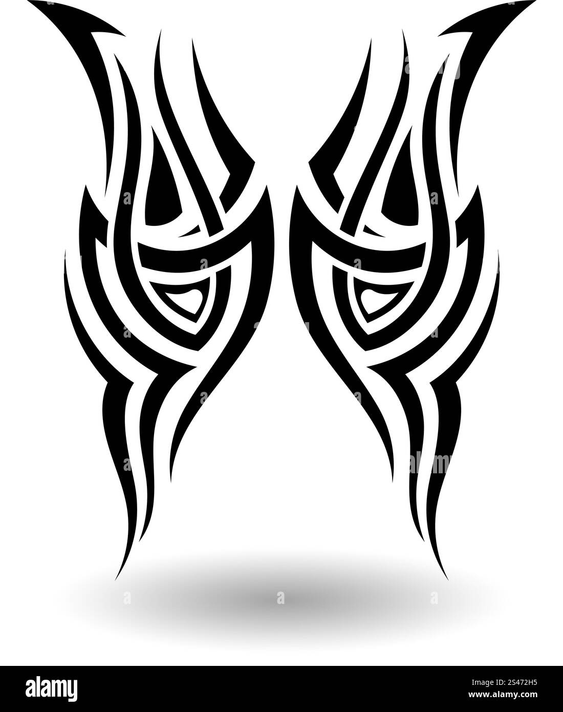 Handgezeichnete Tribal Tattoo in Form der Flügel Stock Vektor