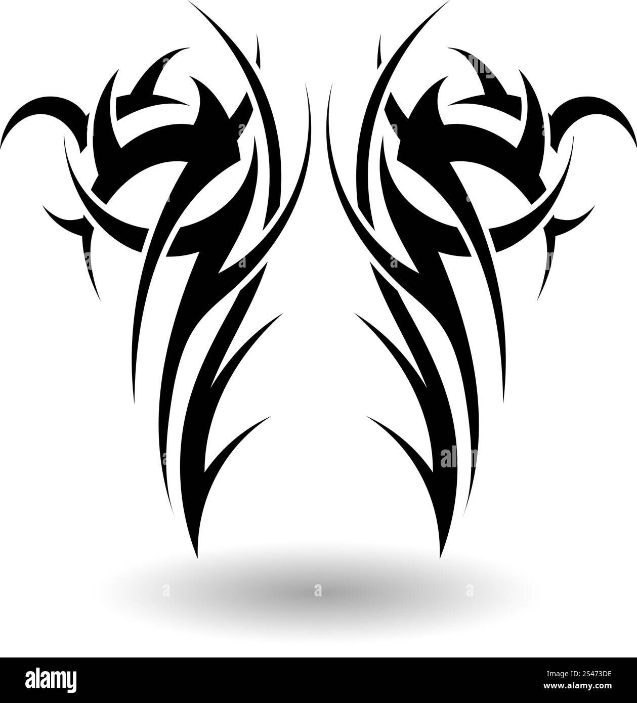 Handgezeichnete Tribal Tattoo in Form der Flügel Stock Vektor